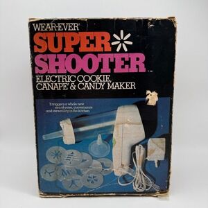 Wear Ever Super Shooter Electric Cookie Press Maker PS-7204 White Vintage Boxed
